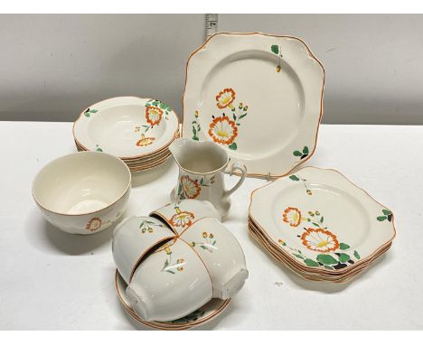 A Art Deco period Johnson Brothers tea service 'Pareek' 22 pieces, shipping unavailable, shipping unavailable