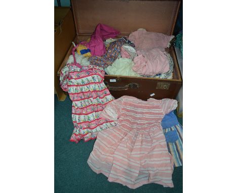 Large Travel Case Containing Vintage Children's Clothes 