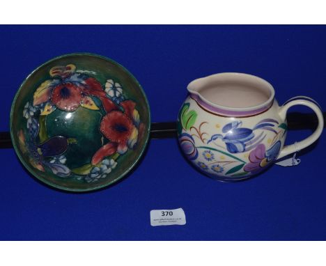 William Moorcroft Orchid Pattern Bowl plus Poole Pottery Jug 