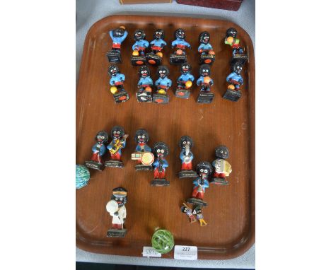 Robertson's Golly Figures Including Football Team, Musicians, plus Enamel Badges, and Two Large Marbles (These items are list