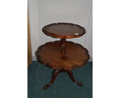 Two Tier Mahogany Tripod Tea Table 