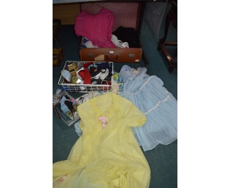 Case Containing Vintage Clothing Including Night Dresses, Belts, etc. 