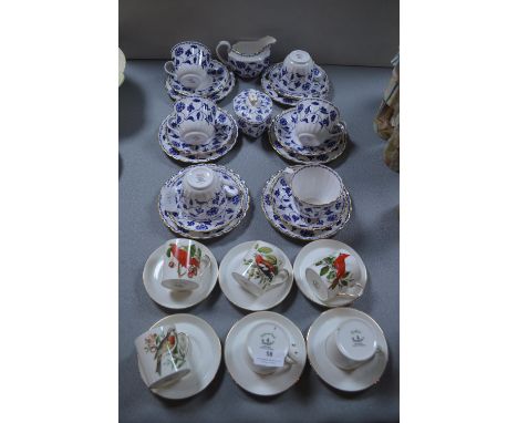 Spode Blue &amp; White Part Tea Set 20pcs plus Royal Chelsea 6pc Coffee Cup Set 