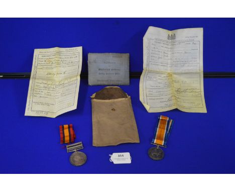 WWI Army Discharge Parchments plus South African 1902 Medal and WWI Service Medal for 30th battalion Imperial Yeomanry 