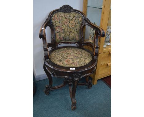 French Carved Armchair with Tapestry Upholstery 