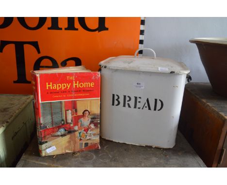 Enamel Bread Bin and Happy Home Good House Keeping Book 