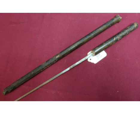 Leather bound officers swagger stick dagger with 12 1/2 inch tapering blade 