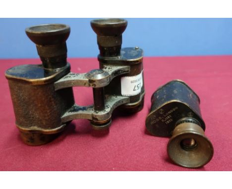 Pair of c.WWI military issue Carl Zeiss binoculars with broadarrow mark and a Ross of London 1918 R.1161 monocular with broad