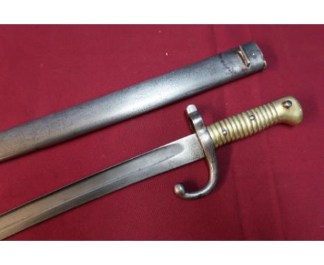 French 1886 patent bayonet complete with steel scabbard No. U11497 