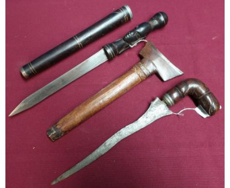 Eastern style Kris with wooden sheath and an African style dagger (2) 