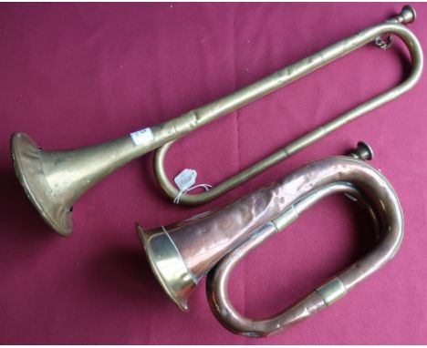 Military style bugle and a similar horn (2) 