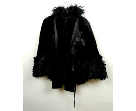 Vintage Textiles: a late Victorian, black velvet opera cape by Peter Robinson, trimmed with braided frogging, jet beads, ribb