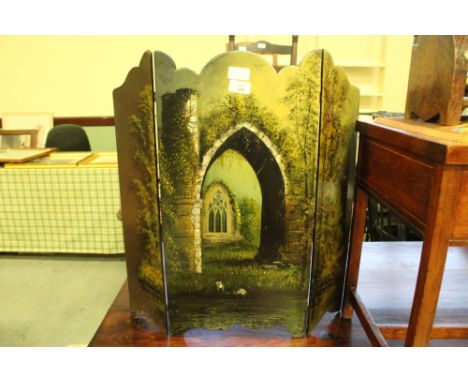 19th Century Mother Of Pearl inlaid Papier Mache Firescreen
