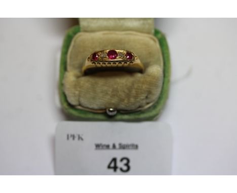 18ct Gold Diamond and Ruby Ring, Size R