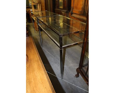 Pair of 1980s Chromed Console Tables