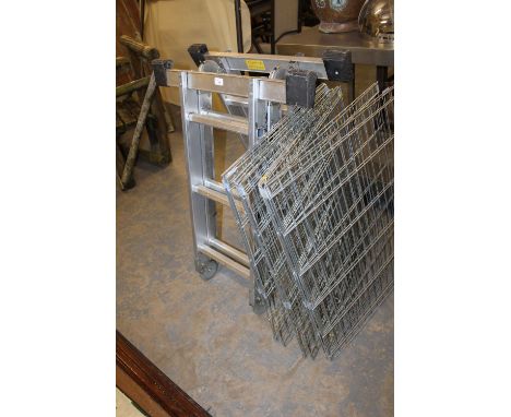2 dog cages and ladder