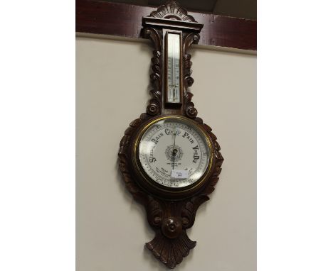 Victorian Carved Oak Barometer by Bowerbank, Penrith