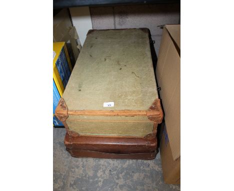 Canvas and Leather Trunk and Contents