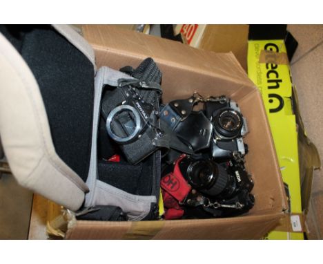 Box of Camera Bodys, Lenses, Filters etc
