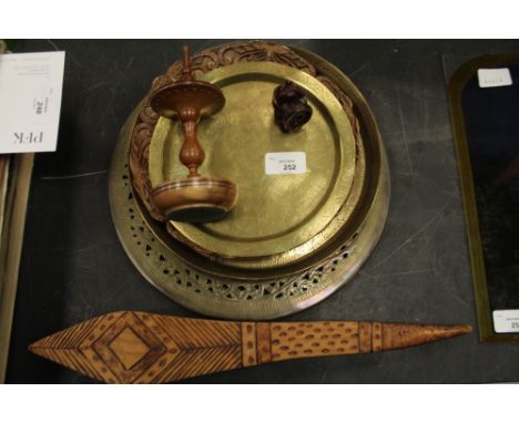 Netsuke, Heavy Copper Tray, Hat PIn Stand etc