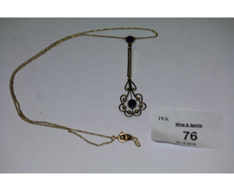 9ct Gold Seed Pearl &amp; Amethyst Necklace