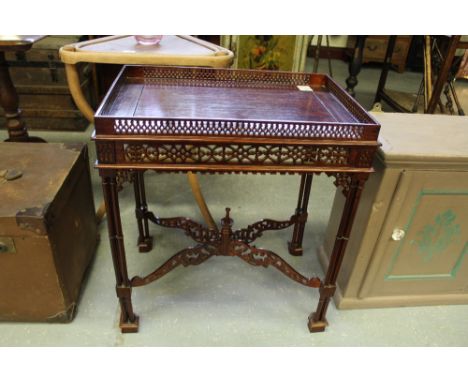 Chinese Chippendale Style mahogany Silver Table