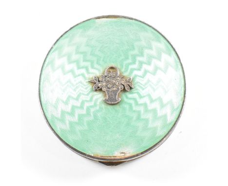 A 1920s hallmarked silver and guilloche enamel compact. The compact having import marks for London 1927 for&nbsp;Stockwell &a