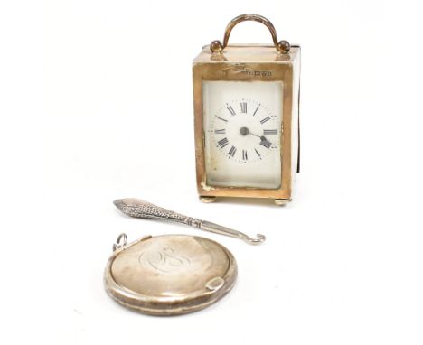 A 1930s hallmarked silver compact. The compact with monogram to lid hallmarked 1932. Makers Mark W&amp;H. A silver handled bu