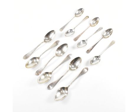 Two sets of six hallmarked silver tea spoons with one Georgian set and a Victorian Set. The Victorian set hallmarked for Shef