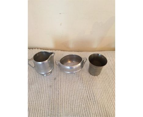2 pieces Picquot ware and Steiff pewter
