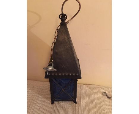 Very stylish lamp with blue glass - 20 inches