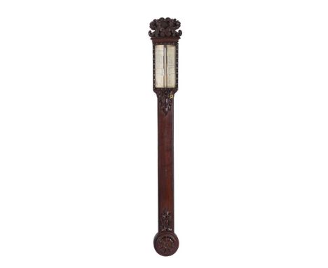 Y A Victorian mahogany stick barometer, E.H. Robinson, Shrewsbury & London, circa 1860, the ivory dial with the usual observa