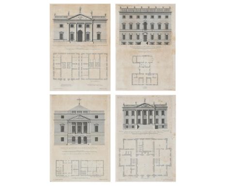 After Colin Campbell A set of six architectural designs, Amesbury Abbey in Wiltshire, and Atherton in the county of Lancaster