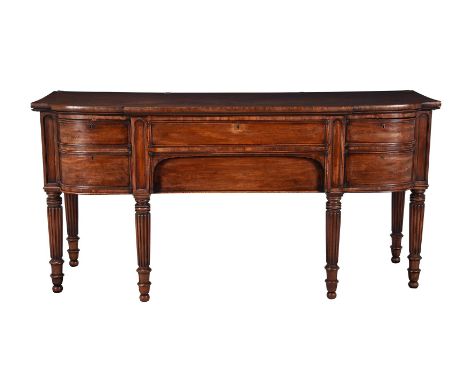 A George IV mahogany sideboard, circa 1825, of break-bowfront outline, 95cm high, 191cm wide, 69cm deep Provenance: Private C