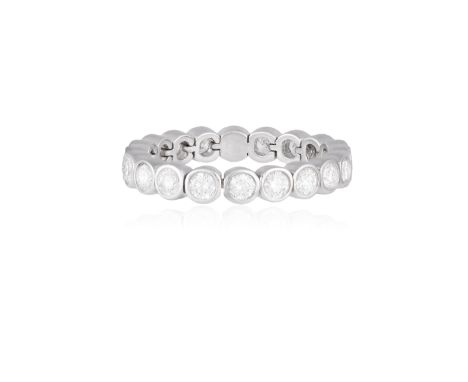 A DIAMOND ETERNITY 'JAZZ' RING, BY TIFFANY &amp; COThe flexible band set with a continuous row of round brilliant-cut diamond