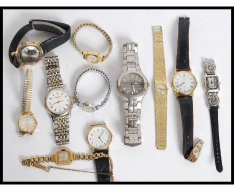 A collection of watches to include a vintage Timex wristwatch with black face and date aperture. Also an Ingersoll, Casio Dig