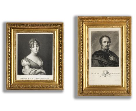 Paar Portraits nach französischen Künstlern des 19. JahrhundertsKupferstiche.Sichtmaße: 26 x 21 cm und 32 x 18,5 cm.Gesamtmaß