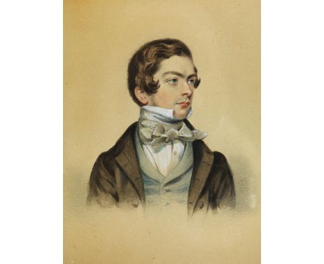 Biedermeier-MalerPORTRAIT EINES JÜNGLINGS MIT HALSTUCH NACH RECHTSMischtechnik mit Tusche und Aquarell auf Papier.28,5 x 23,5