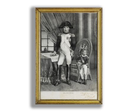 Druckgrafik des 19. JahrhundertsPORTRAIT DES STEHENDE NAPOLEONS MIT SEINEM SOHN Sichtmaß: 70 x 45 cm.Hinter Glas, in vergolde