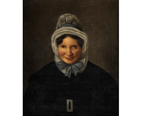 Deutscher oder österreichischer Maler der ersten Hälfte des 19. JahrhundertsPORTRAIT EINER DAME MIT SPITZENHAUBEÖl auf Leinwa