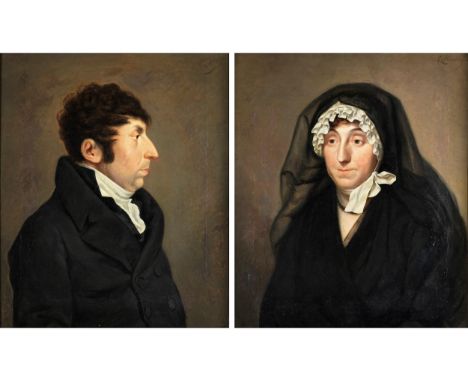 Pieter Christoffel Wonder, 1780 – 1852GemäldepaarPORTRAIT EINES HERREN IM PROFIL NACH RECHTS sowiePORTRAIT EINER DAME IN SCHW