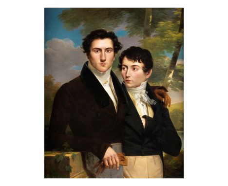 André Joseph Bodem, geb. 1791 ParisPORTRAIT ZWEIER FREUNDEÖl auf Leinwand.100,5 x 82,5 cm.Links unten signiert „Bodem“.In ver