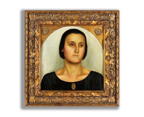 Aladár Kacziany, 1887 – 1978 BudapestPORTRAIT EINER DAMEÖl auf Holzplatte.41,5 x 39,5 cm.Mittig links signiert und datiert „K