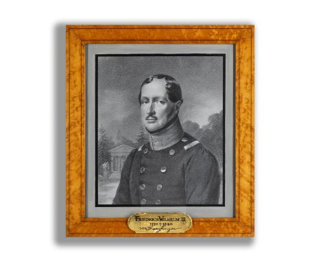 Franz Krüger, 1797 – 1857 BerlinPORTRAIT VON FRIEDRICH WILHELM III (1770 – 1840)Lithografie.Blattmaß: 55 x 45,5 cm.Hinter Gla