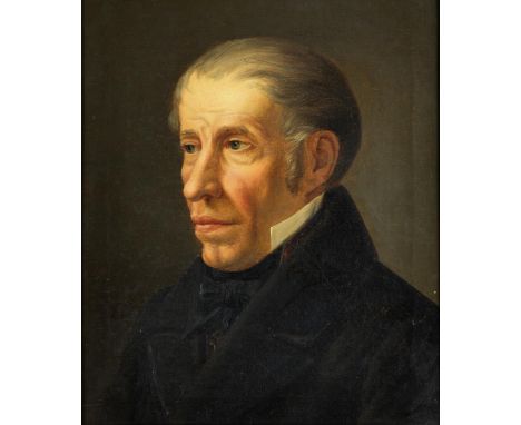 Maler des 19. JahrhundertsPORTRAIT EINES ÄLTEREN HERREN NACH LINKSÖl auf Leinwand.35,5 x 30,5 cm.In dekorativem vergoldeten R
