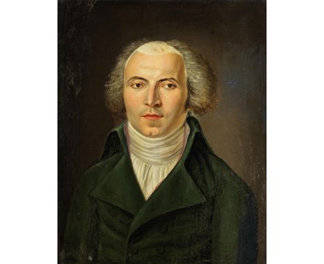 Französischer Maler des 19. JahrhundertsPORTRAIT EINES MANNES MIT FEHLENDEM HAARSTÜCKÖl auf Leinwand.55,5 x 45 cm.In profilie