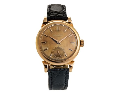 Seltene rotgoldene PATEK PHILIPPE, Referenz 1491Durchmesser: 34 mm.Rotgold.&nbsp;1953.Extrem seltene PATEK PHILIPPE in einem 