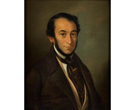Deutscher Maler der ersten Hälfte des 19. JahrhundertsPORTRAIT EINES MANNESÖl auf Leinwand.28,5 x 22,2 cm.Verso durch eine Ka