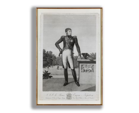 Portrait des Eugène de Beauharnais (1781-1824)Kupferstich auf Papier.Blattmaße: 73 x 49,2 cm.Hinter Glas, in schmaler vergold