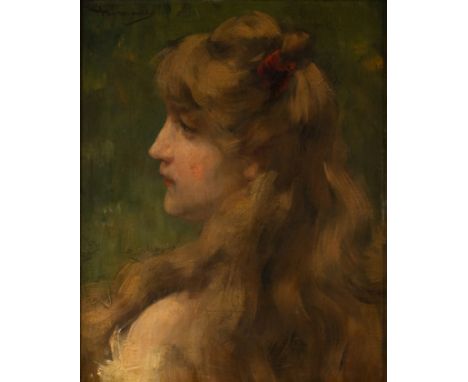 Charles HERMANS (1839-1924), oil on canvas Female portrait, signedCharles HERMANS (1839-1924), olie op doek Vrouwenportret, g